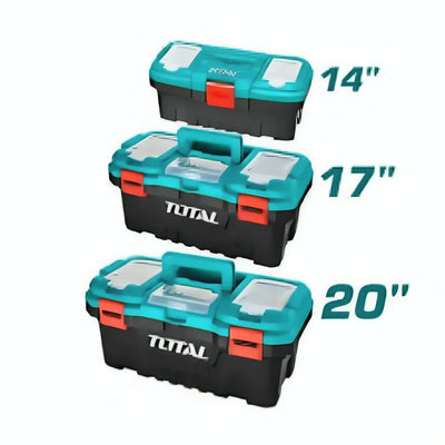 Total TPBXK0032 three plastic toolboxes in different sizes with latches and handles