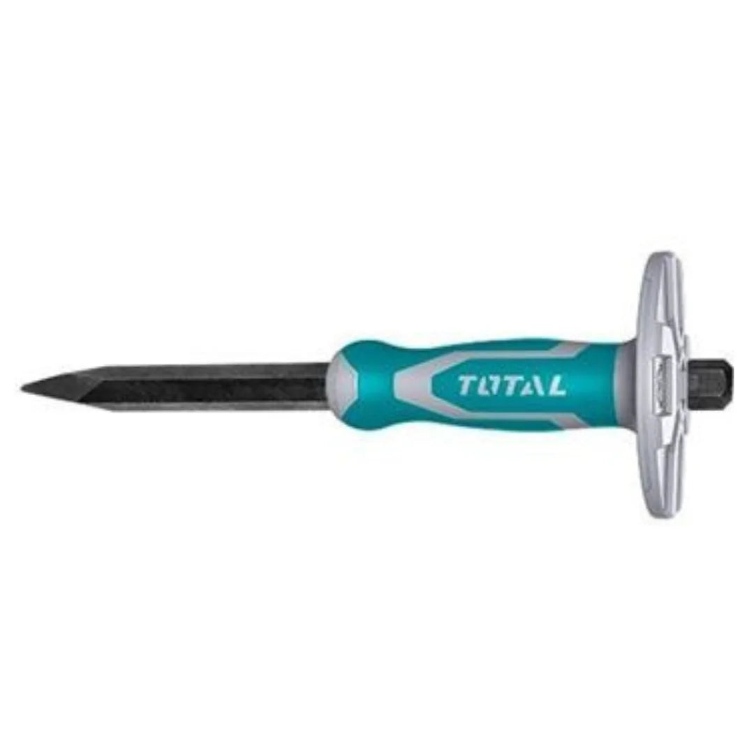 Total THT4221026 hand chisel with steel working end and protective grip
