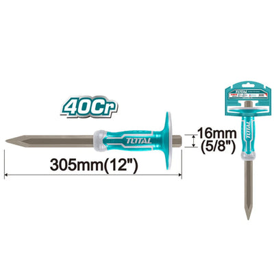 Total THT4421216 hand chisel with steel working end and protective grip
