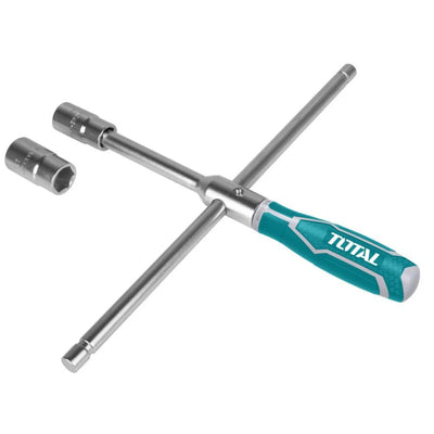 Total THTRCW40231 cross wrench with movable bar, socket connection and grip