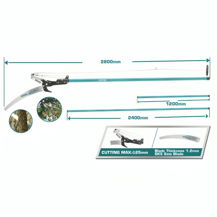Total THEPS25281 Telescopic Pole Saw and Pruner - product view