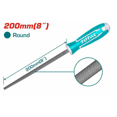 Total THT91386 hand file with round profile and ergonomic grip