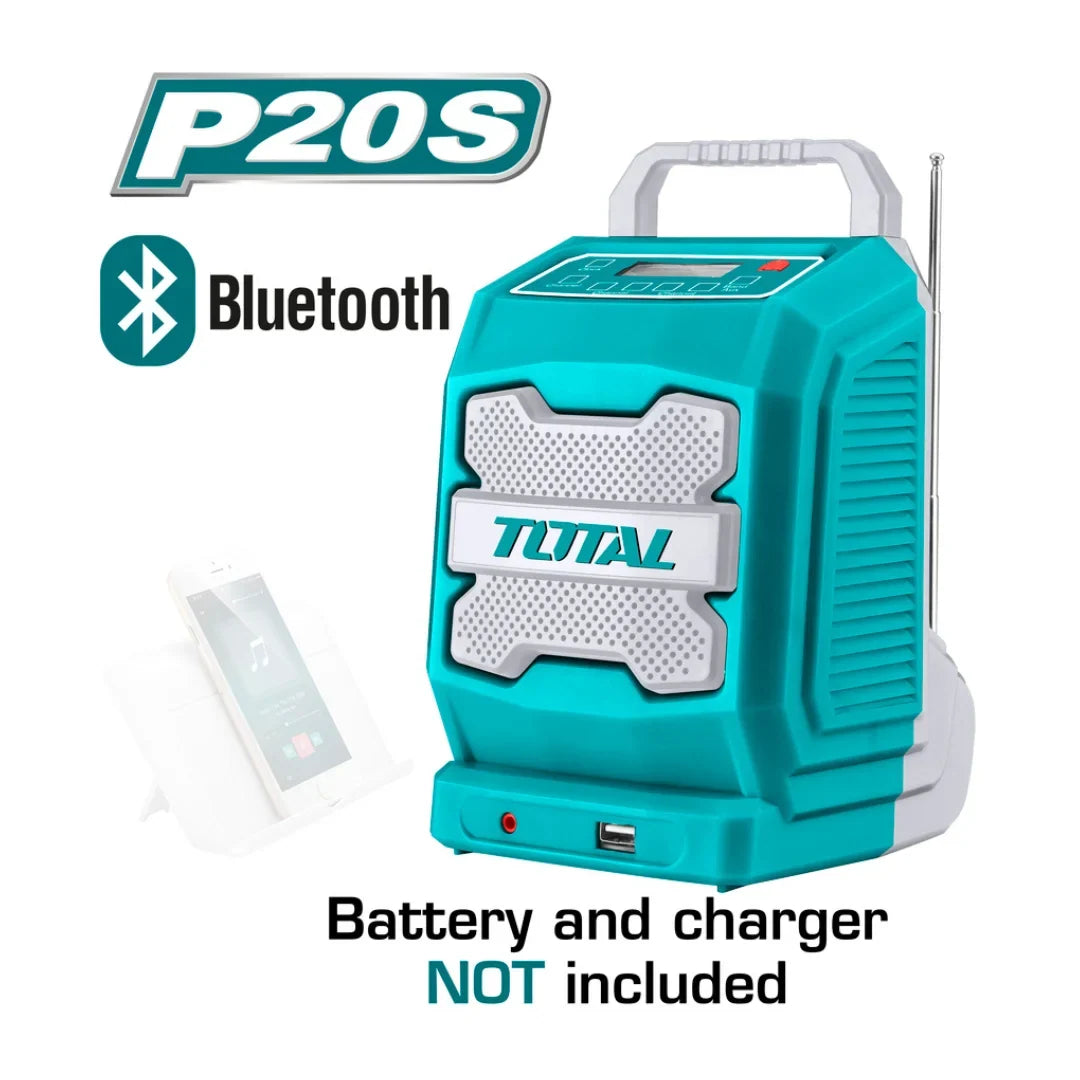 Total TJRLI2001 portable Bluetooth job radio with carrying handle and front speaker grille