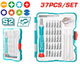 Total TACSD30376 screwdriver handle and assorted bits arranged in a storage case