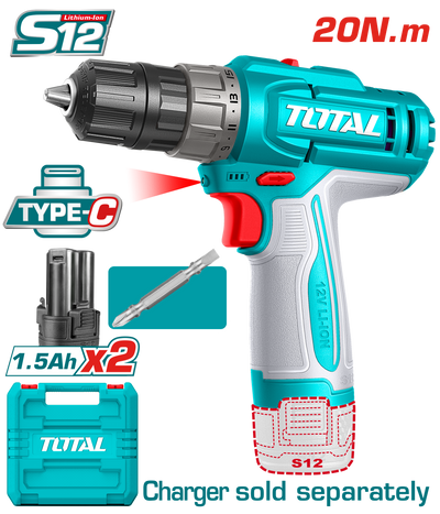 Total TDLI12206 12V Cordless Drill Kit - product view