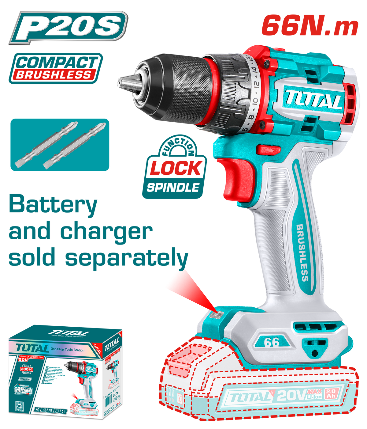 Total TDLI206681 20V Cordless Drill - product view