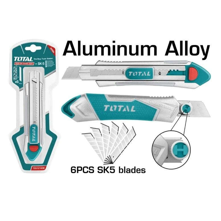 Total TG5121806 snap-off utility knife with sliding segmented blade and ergonomic body