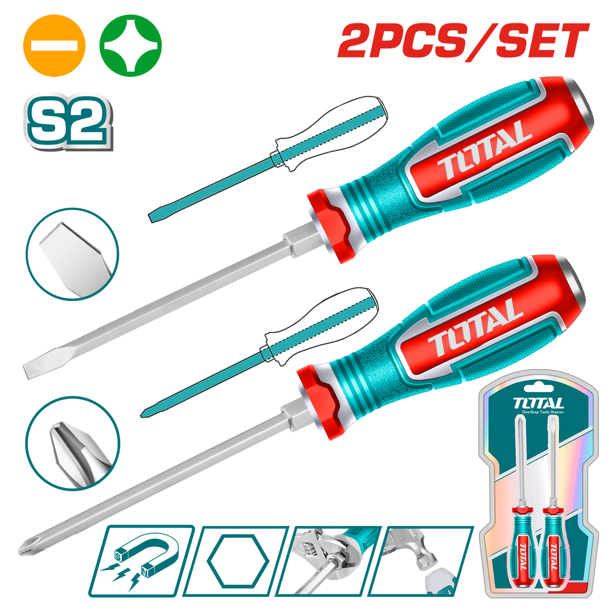 Total TGTST0206 Go-Through Screwdrivers, 2pcs - product view