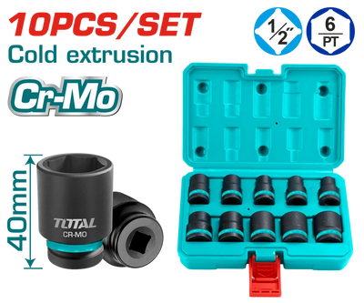 Total THISTD12101 socket set arranged in a storage case