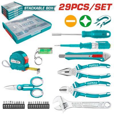 Total THKTV02H291 hand tool selection with organized storage pictured
