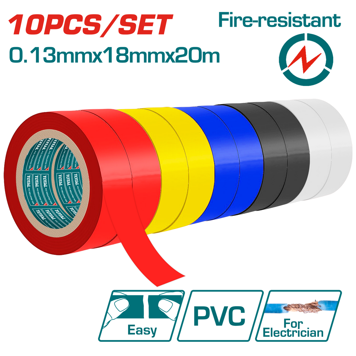 Total THPET1013 PVC Insulating Tape Set, 10pcs - product view