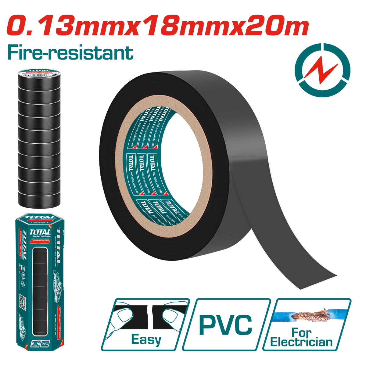 Total THPET1109 20m Black PVC Insulating Tape - product view