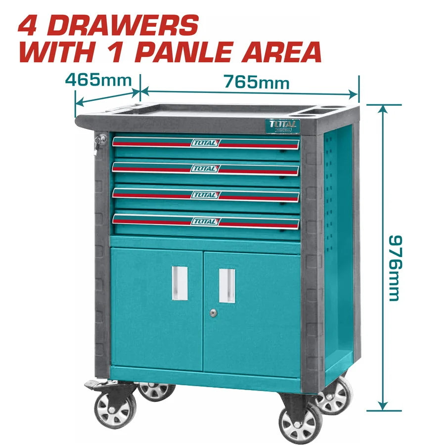 Total THRC01041 steel tool cabinet with 4 drawers and two lower doors