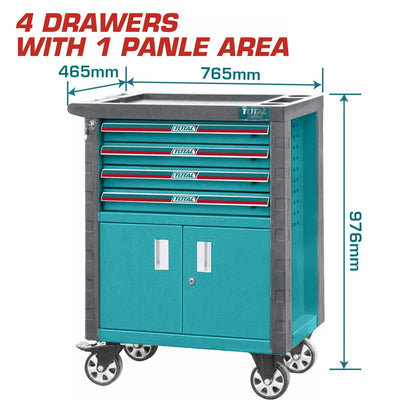 Total THRC01041 steel tool cabinet with 4 drawers and two lower doors
