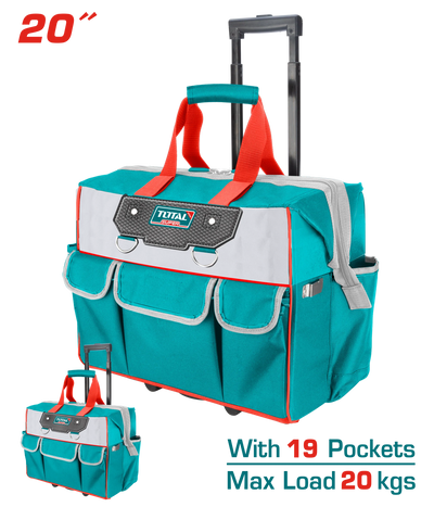 Total THRRTB2012 fabric tool bag with wheels and telescopic handle
