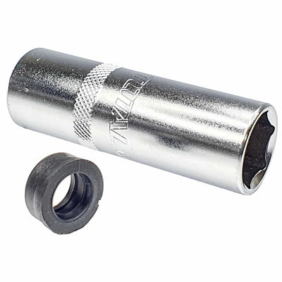 Total THSPS12166 deep spark plug socket with square-drive body and polished finish