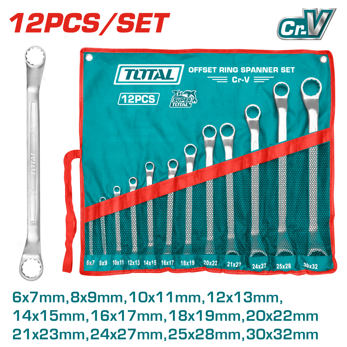 Total THT1024121 Offset Ring Spanner Set, 12pcs - product view