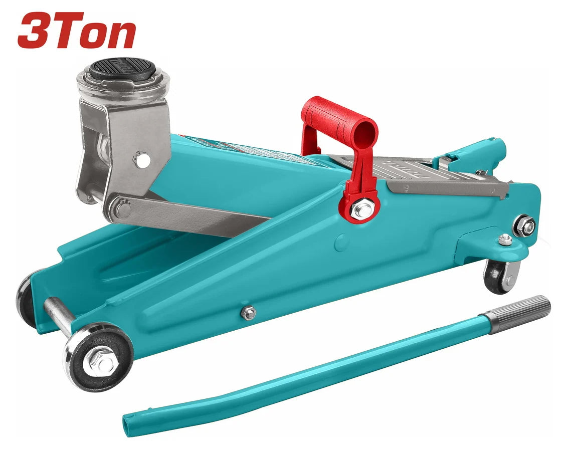 Total THT10832 hydraulic floor jack with lifting saddle, wheels and handle