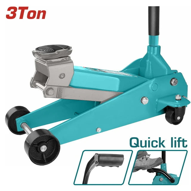 Total THT10833 hydraulic floor jack with lifting saddle, wheels and handle