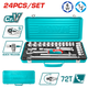 Total THT121242 socket tool set organized with handle and accessories