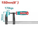 Total THT1320501 F clamp with sliding jaw, screw spindle and hand grip