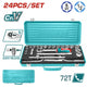 Total THT141253 socket tool set organized with handle and accessories