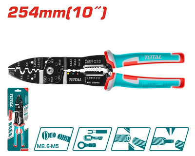 Total THT15101 wire stripping tool with shaped jaws and ergonomic handles
