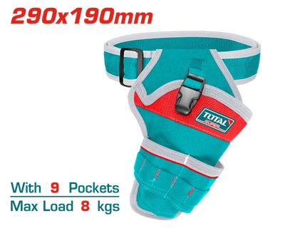 Total THT16P30125 fabric pouch with tool compartments and belt