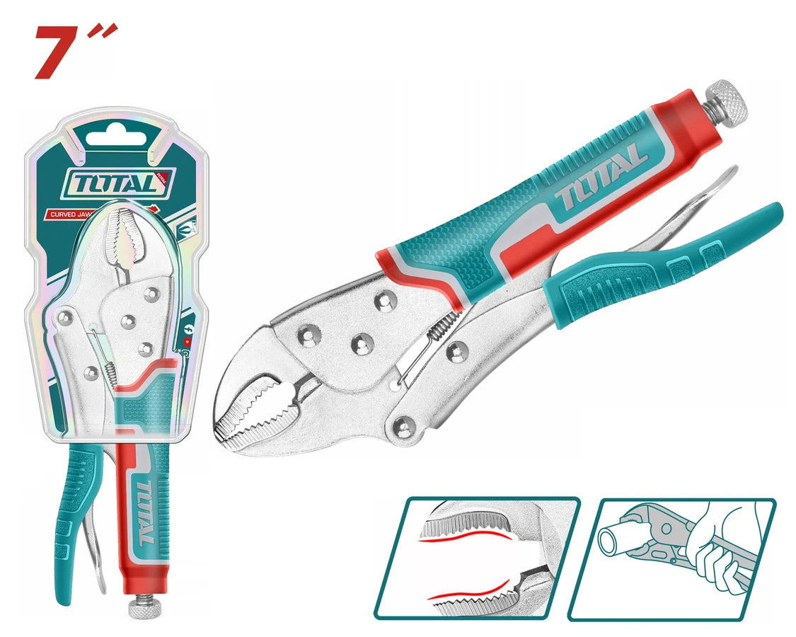 Total THT190703 locking pliers with adjustment screw, release lever and gripping jaws