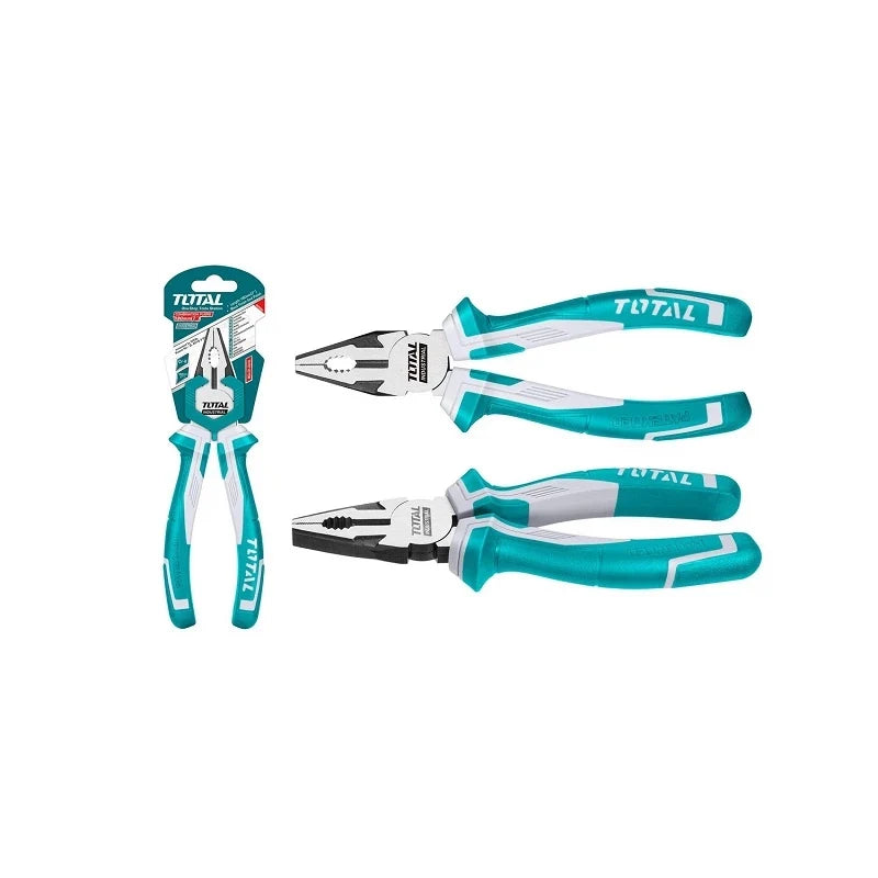 Total THT210706 combination pliers with gripping jaws, cutting edges and ergonomic handles