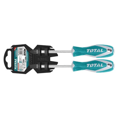 Total THT250201 two screwdrivers with slotted and Phillips tips in retail packaging
