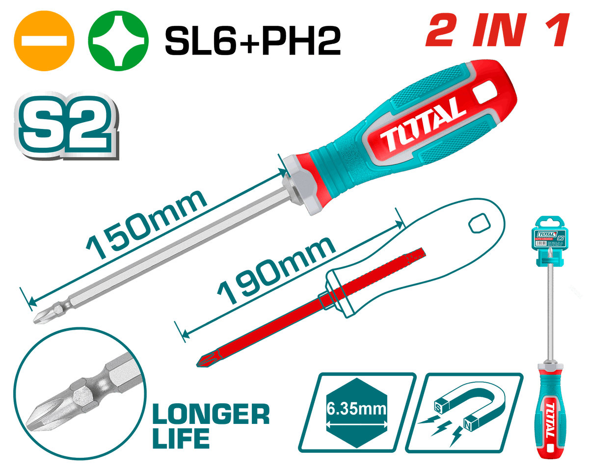 Total THT250266 2-in-1 Reversible Screwdriver - product view