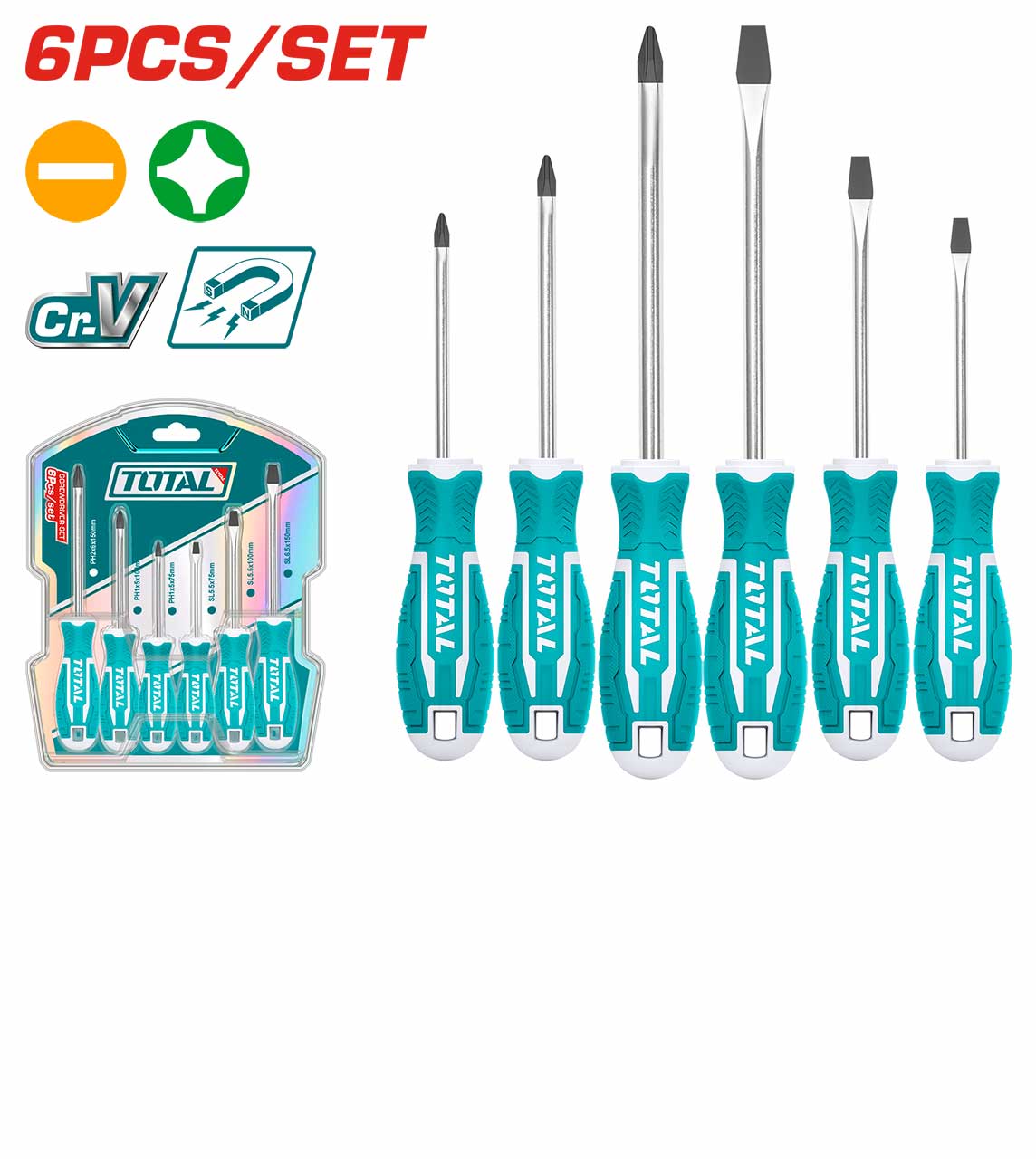 Total THT250606 Screwdriver Set, 6pcs - product view