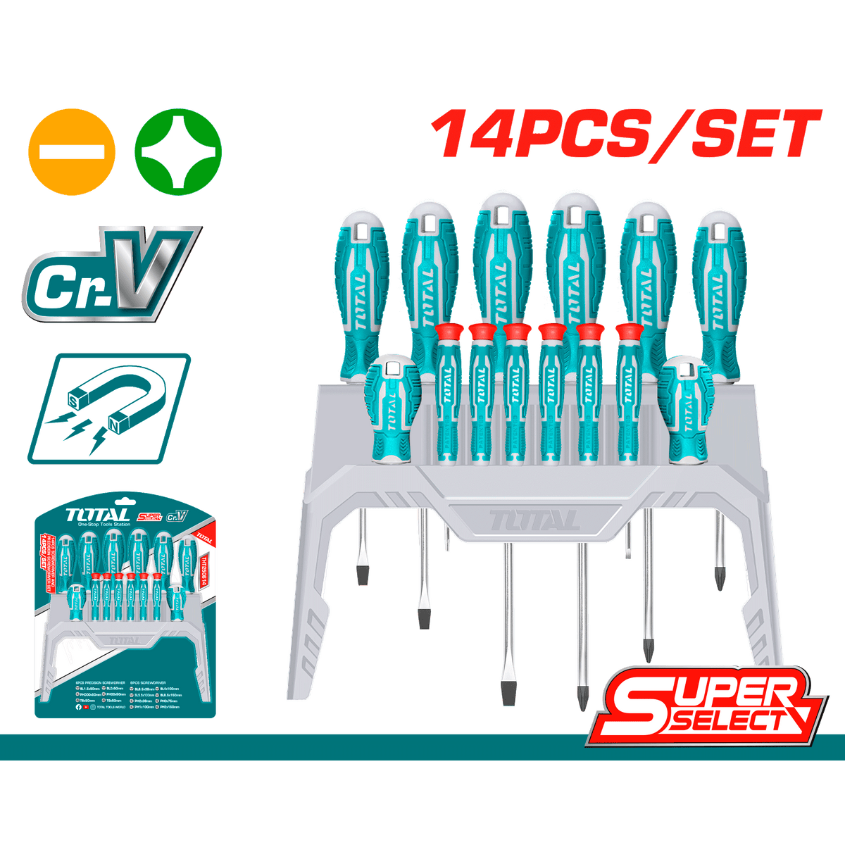 Total THT250614 Screwdriver Set, 14pcs - product view