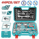 Total THT421441 socket tool set organized with handle and accessories