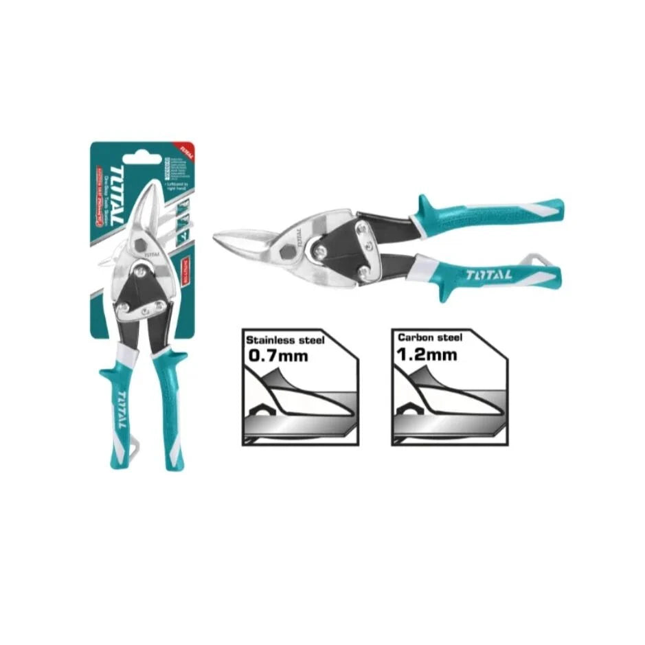 Total THT521106 aviation snips with long cutting jaws and ergonomic handles