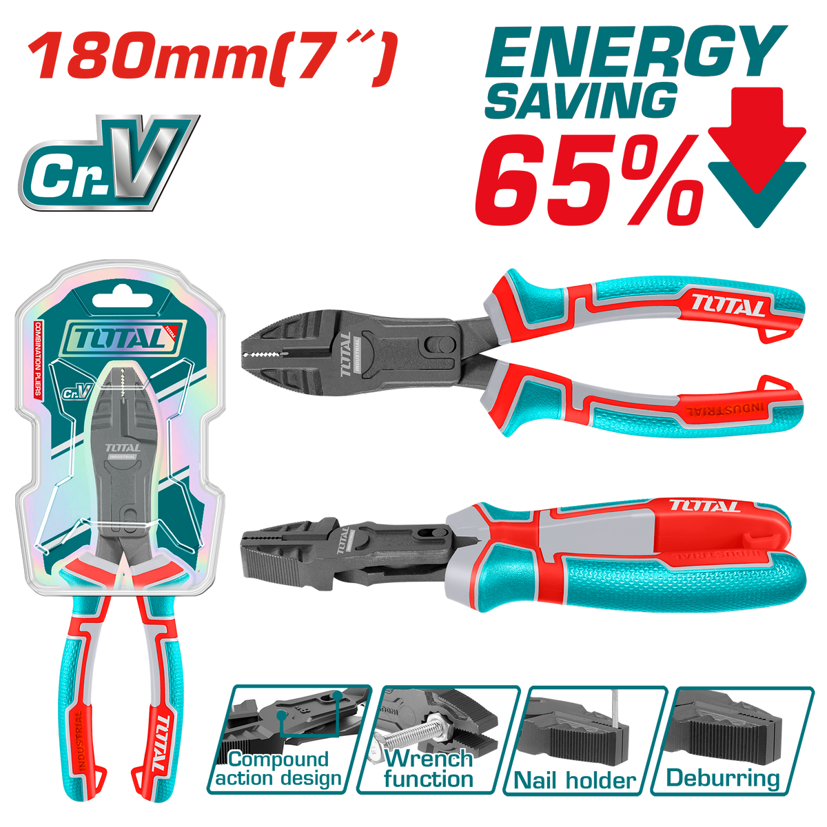 Total THTC510706 180mm Compound Combination Pliers - product view