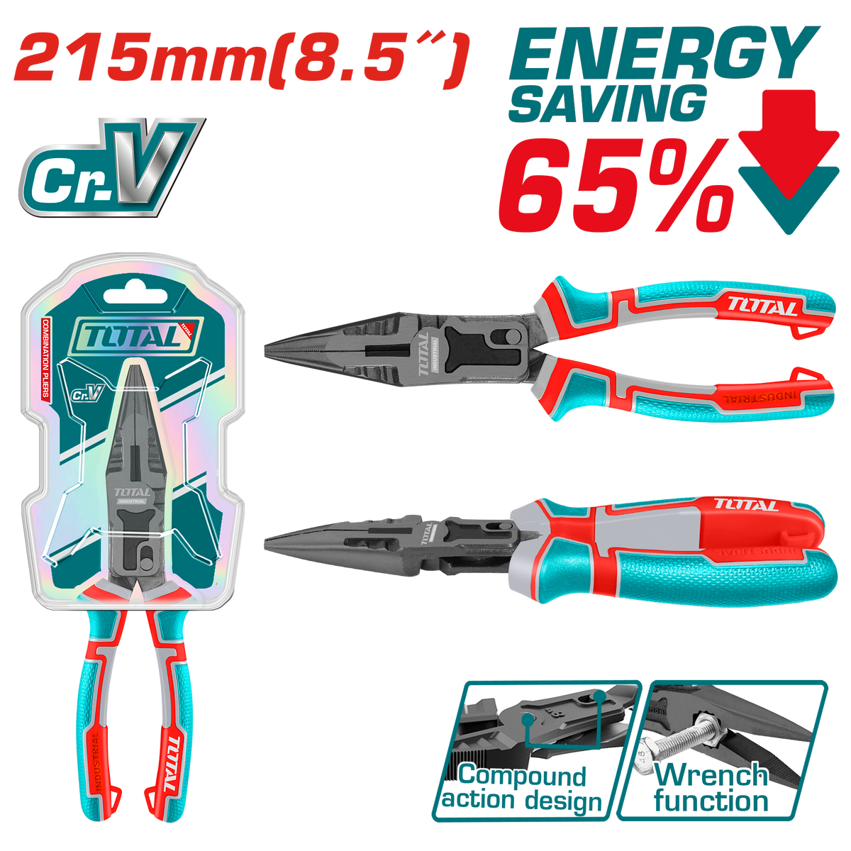 Total THTC520806 215mm Compound Long Nose Pliers - product view