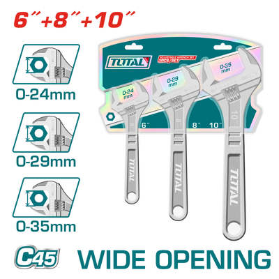 Total THTK1013 Adjustable Wrench Set, 3pcs - product view