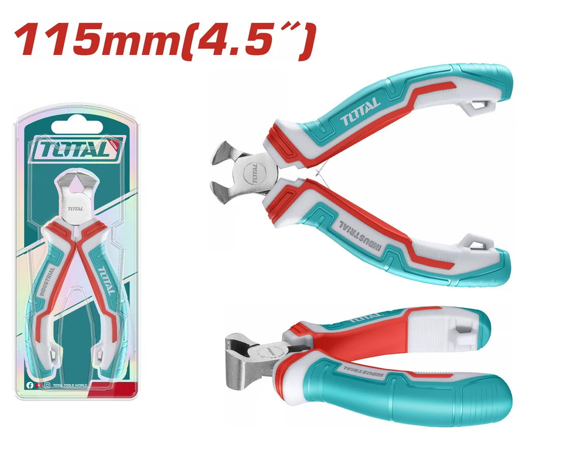 Total THTMN556 mini cutting pliers with ergonomic grips and product packaging
