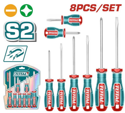 Total TKSDS0826 screwdriver collection in an organized storage stand