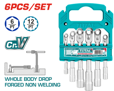 Total TLASWT0601 L-angled socket wrenches arranged in a carrying holder