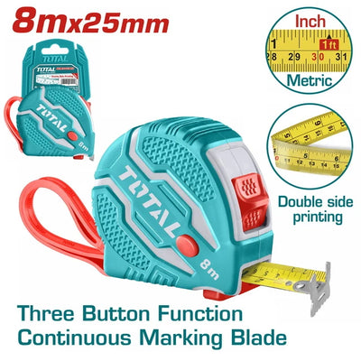 Total TMT126081M 8m x 25mm Measuring Tape - product view