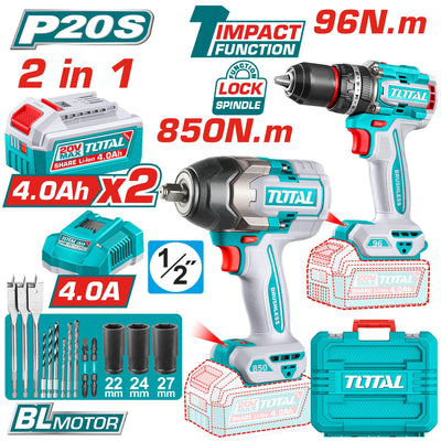 Total TOSLI250586 20V Drill and Impact Wrench Kit - product view