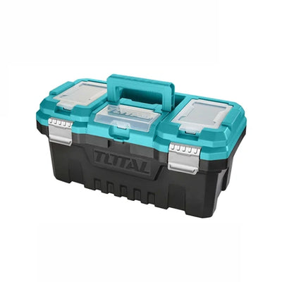 Total TPBX0172 plastic toolbox with metal latches and top carrying handle