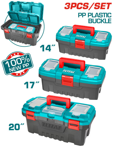 Total TPBXK0031 Plastic Tool Box Set, 3pcs - product view
