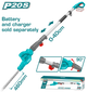 Total TPHT201601 cordless pole hedge trimmer with long shaft and adjustable cutting head