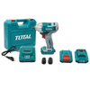 Total TIWLI2038 cordless impact wrench kit shown with batteries, charger, sockets and case