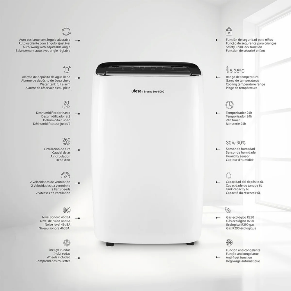 Ufesa Breeze Dehumidifier for Rooms up to 40m2