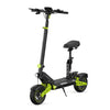 Black and green electric scooter with a seat on a white background